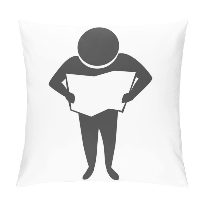 Personality  Men Searching A Place In The Map. Pillow Covers