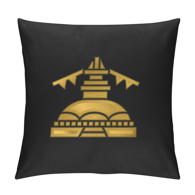 Personality  Boudhanath Gold Plated Metalic Icon Or Logo Vector Pillow Covers