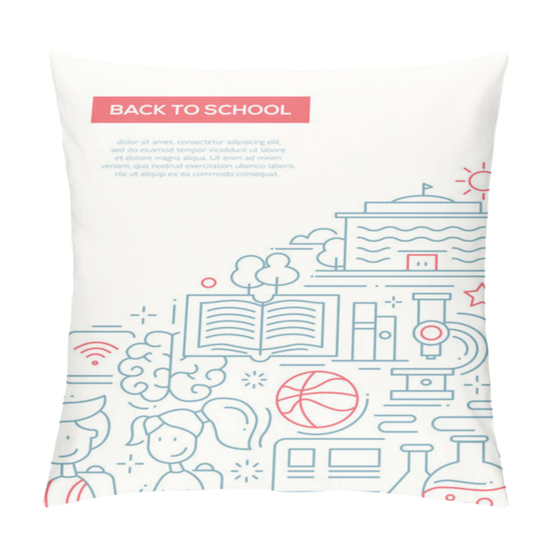 Personality  School, Education Line Design Composition Pillow Covers