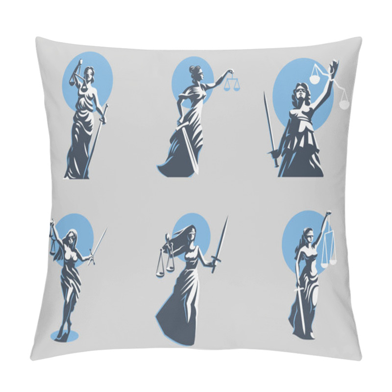 Personality  The Goddess Of Justice Themis. Set. Vector. Pillow Covers