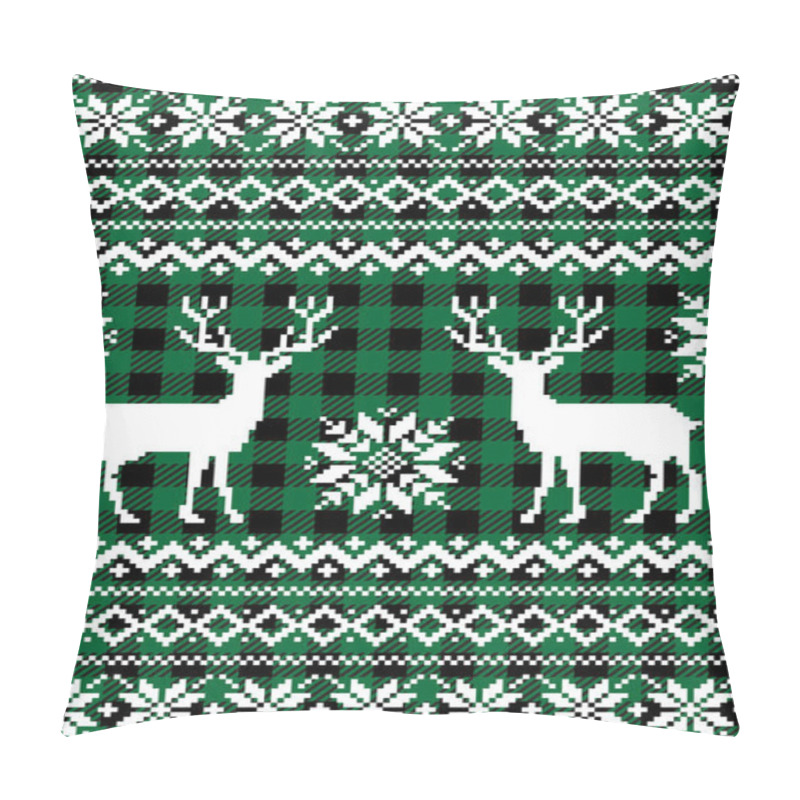 Personality  Christmas And New Year Pattern At Buffalo Plaid. Festive Background For Design And Print Esp Pillow Covers