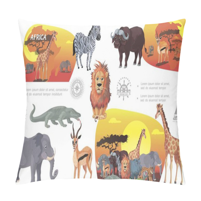 Personality  Cartoon African Savannah Animals Composition Pillow Covers