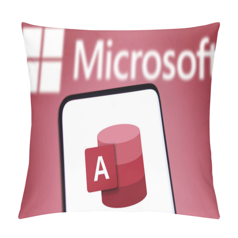 Personality  Dhaka, Bangladesh- 05 Oct 2024: Microsoft Access Logo Is Displayed On Smartphone. Pillow Covers