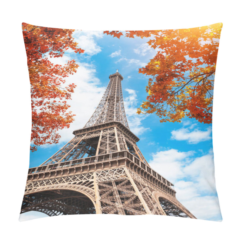 Personality  Eiffel Tower And Autumn Trees In Paris, France. Pillow Covers