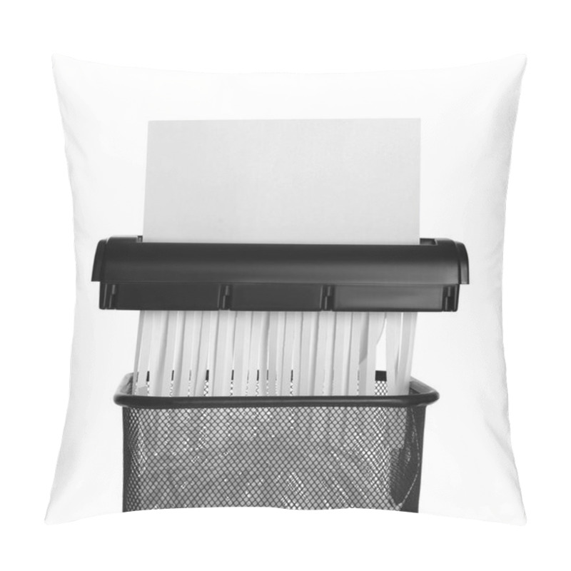 Personality  Destroying Paper With Shredder On White Background Pillow Covers