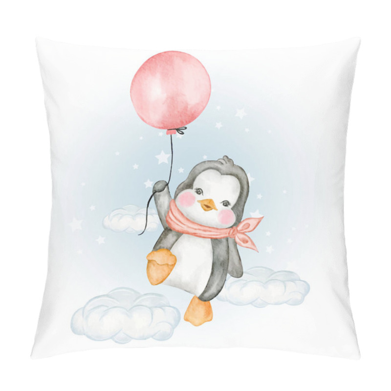 Personality  Cute Penguin Flying With Air Balloons Pillow Covers