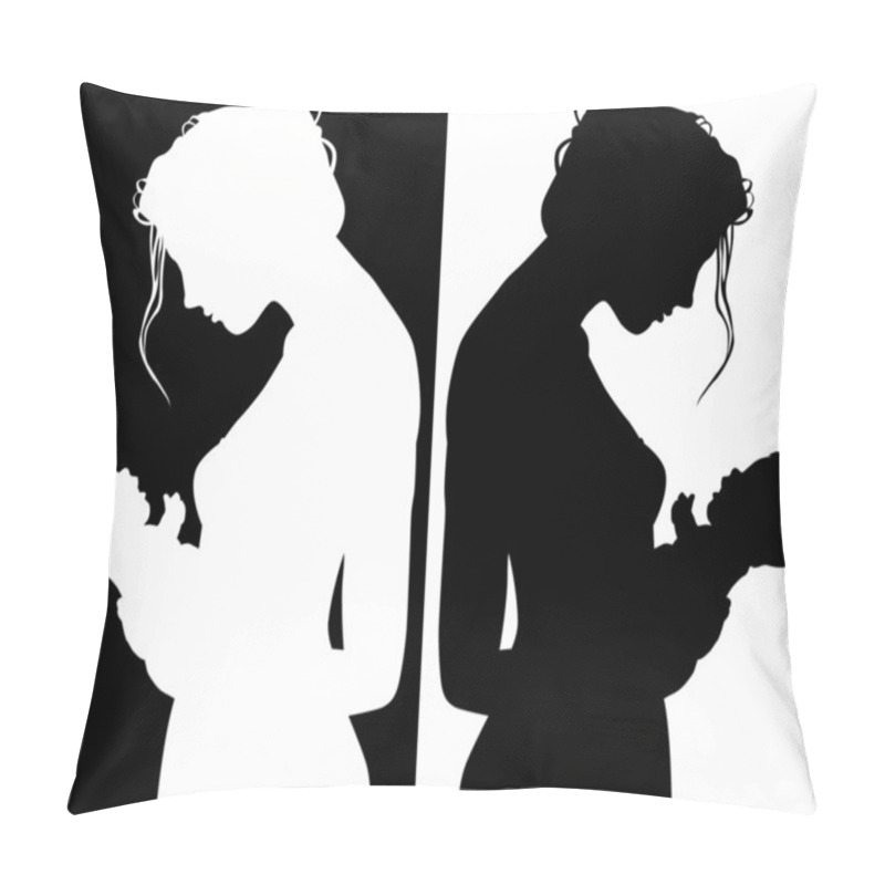 Personality  Silhouettes Of Mother And Child Pillow Covers