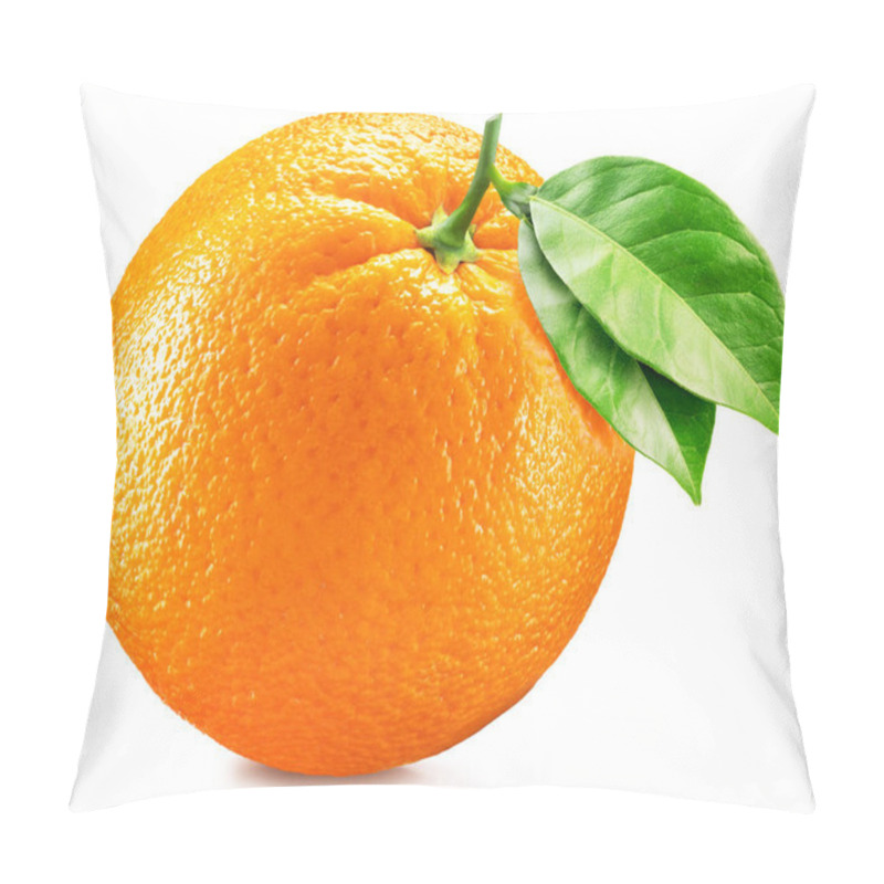 Personality  Orange Fruit With Leaves Isolated On A White Background. Clipping Path. Pillow Covers