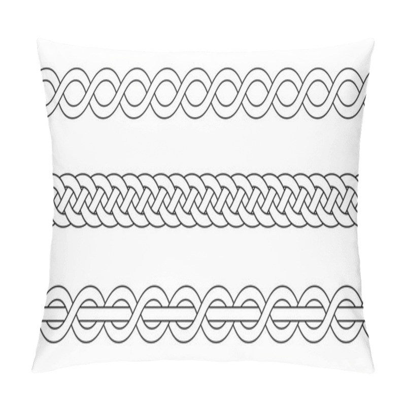 Personality  Macrame Crochet Weaving, Braid Knot, Vector Knitted Braided Pattern Intersecting Strands Wicker Pillow Covers