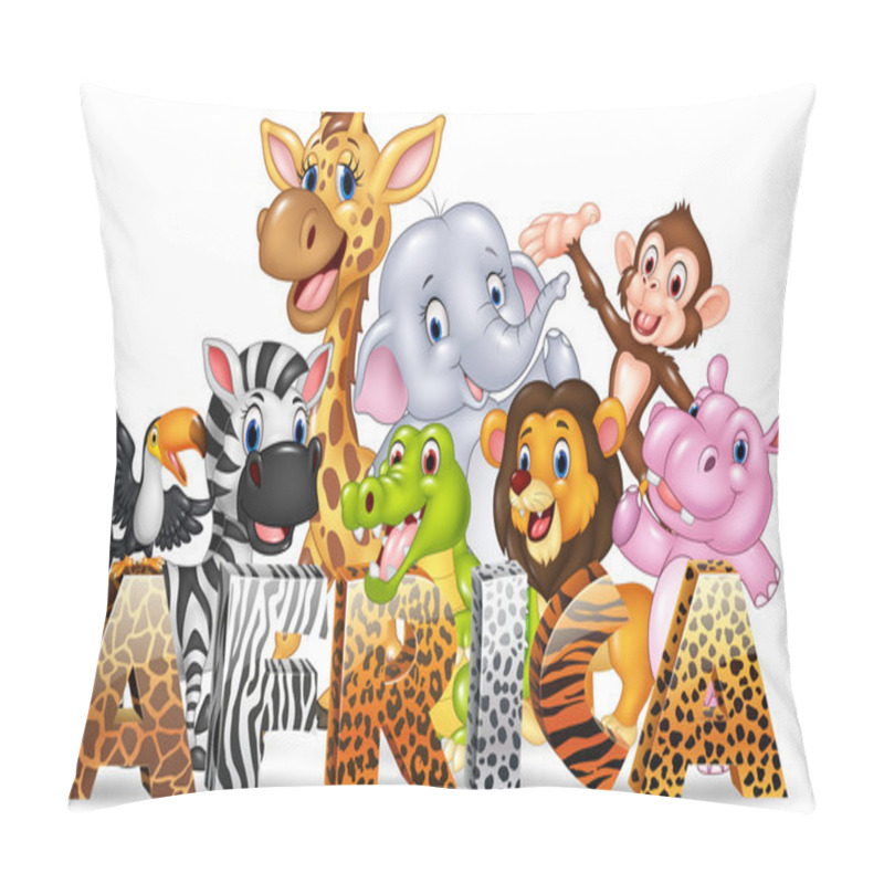 Personality  Word Africa With Cute Wild Animal Pillow Covers