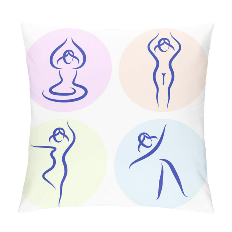 Personality  Yoga Line Silhouette Set Isolated On White Pillow Covers