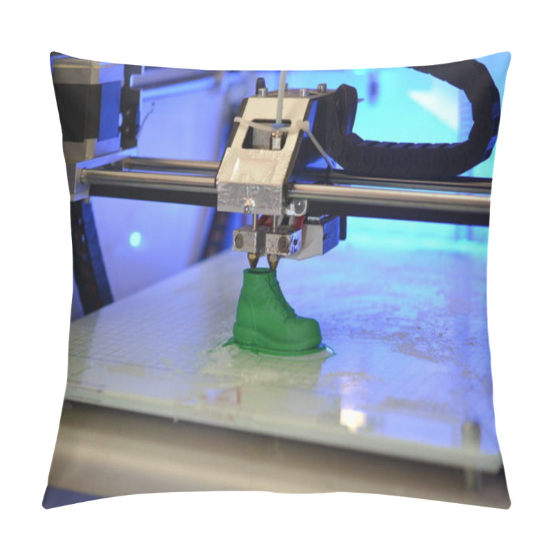 Personality  3D Printer Prints The Form Of Molten Plastic Green. Pillow Covers