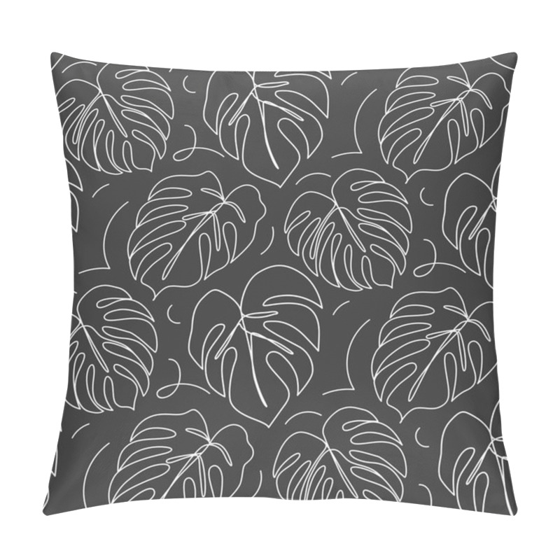 Personality  Continuous Line Monstera Leaf. Tropical Leaves Contour Drawing Pillow Covers