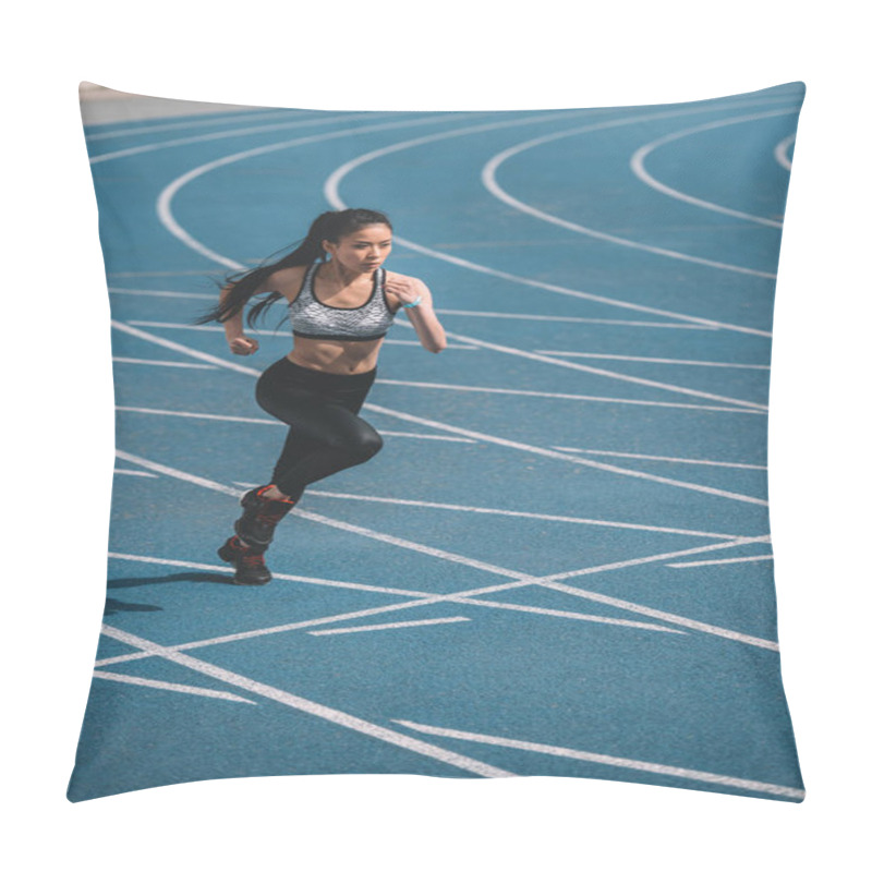 Personality  Sportswoman Running On Stadium  Pillow Covers