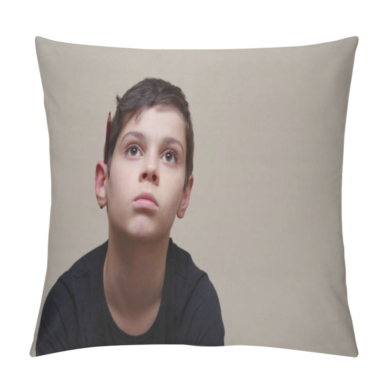 Personality  Portrait Of The Tired Boy Of The European Appearance  Pillow Covers