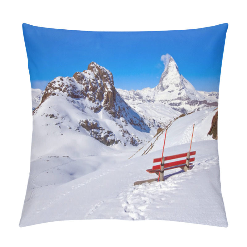 Personality  Matterhorn Peak Alp Switzerland With Red Chair Pillow Covers