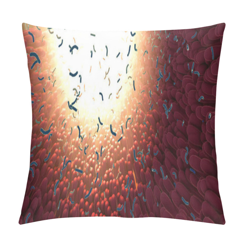 Personality  Bacteria As Part Of The Intestinal Microbiome In The Digestive Tract - 3d Illustration Pillow Covers