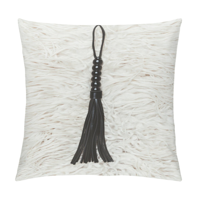 Personality  Black Strict Leather Flogging Whip On White Carpet Pillow Covers