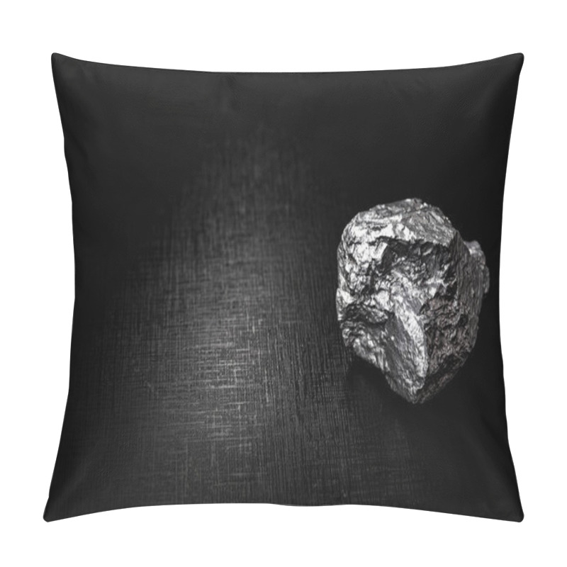 Personality  Big Big Silver Nugget On Black Background. Raw Silver Stone, Silver Nugget Native To Liberia, Isolated On Black Background. Mineral Extraction. Pillow Covers