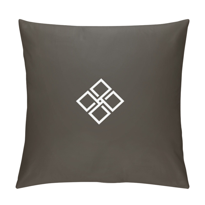 Personality  White Sign On A Black Background. Simple Vector Line Art Outline Sign Of Four Square Rhombuses Pillow Covers