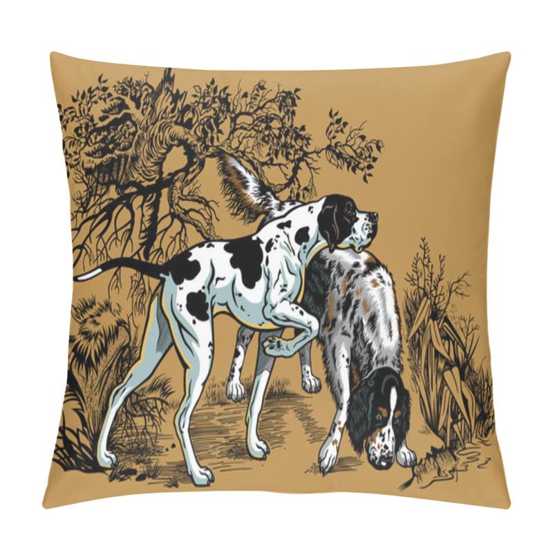 Personality  Hunting Dogs In Forest Pillow Covers