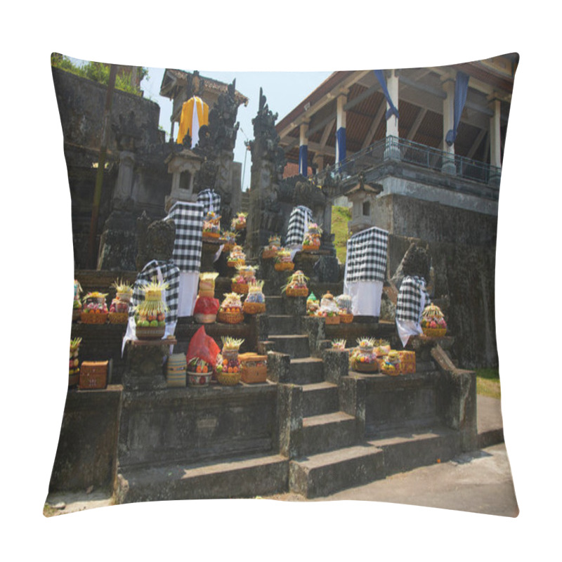 Personality  Traditional Balinese Religious Offerings In Culorful Hand-crafted Boxes And Baskets With Food And Decorations Pillow Covers