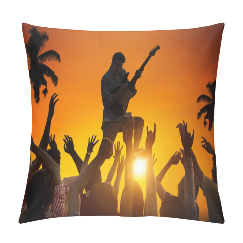 Personality  People Enjoying Music Festival Pillow Covers