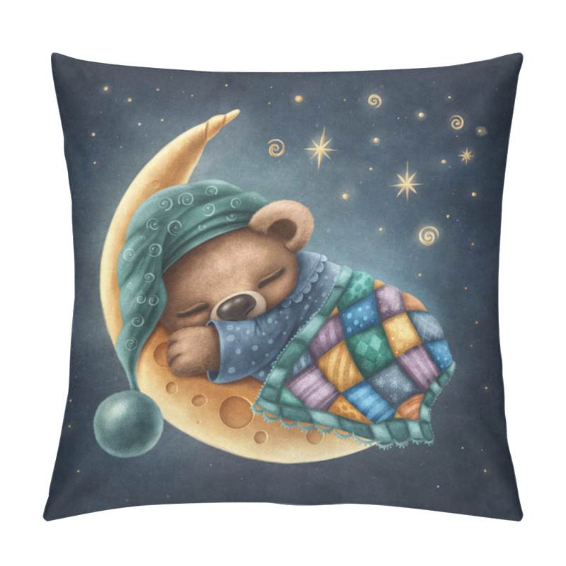 Personality  Little Cute Bear Sleeping On The Moon Pillow Covers