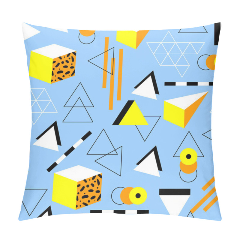 Personality  Seamless Geometric Pattern In Retro 80s Style. Doodle Geometric Shapes. Abstract Vector Background. Retro Memphis Design Pillow Covers