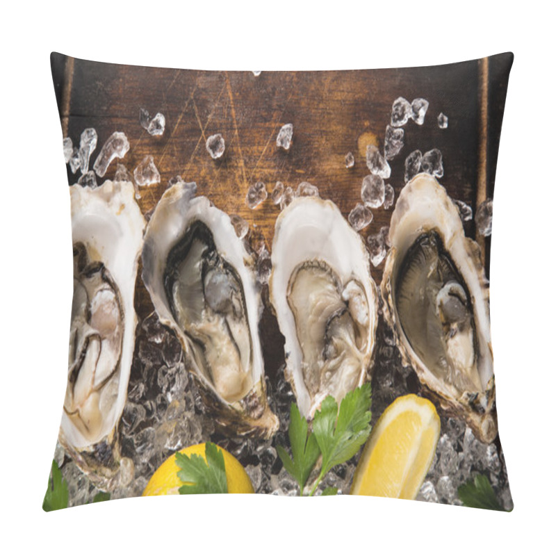 Personality  Fresh Oysters On A Black Stone Pillow Covers