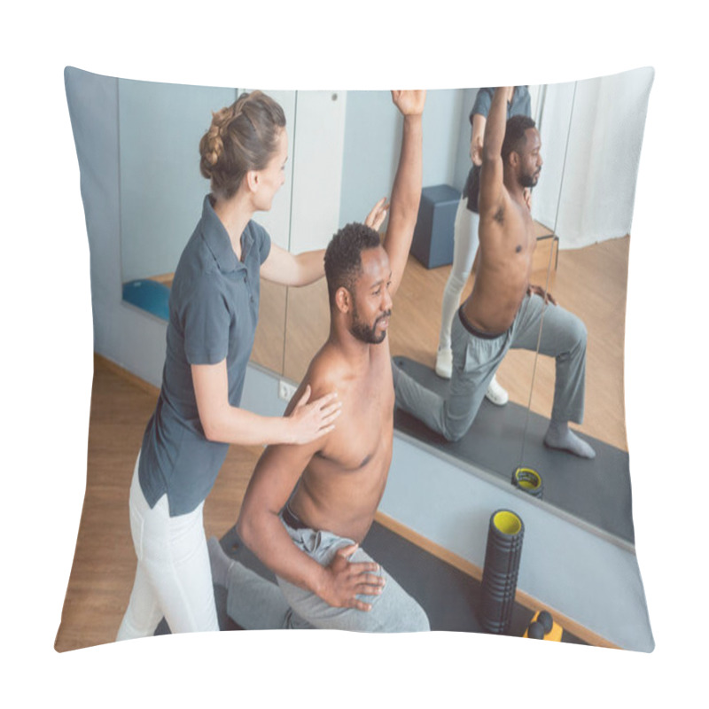 Personality  Young Man Receiving Physical Therapy After Sport Injury Pillow Covers