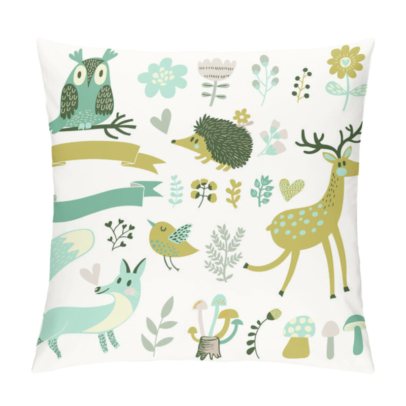 Personality  Russian Forest Set In Vector. Pillow Covers