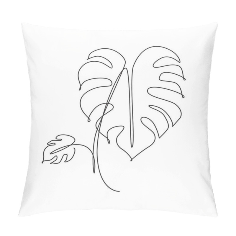 Personality  Single Continuous Line Drawing Minimal Monstera Leaf. Botany Style Concept For Posters, Wall Art, Tote Bag, Mobile Case, T-shirt, Sticker Print. Trendy One Line Draw Design Vector Graphic Illustration Pillow Covers