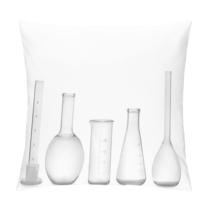 Personality  Clean Empty Laboratory Glassware Isolated On White Pillow Covers