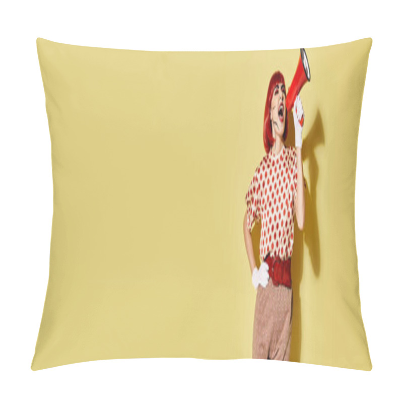 Personality  A Stylish Man With A Red And White Polka Dot Shirt Holds A Red And White Hair In A Playful And Creative Pose. Pillow Covers