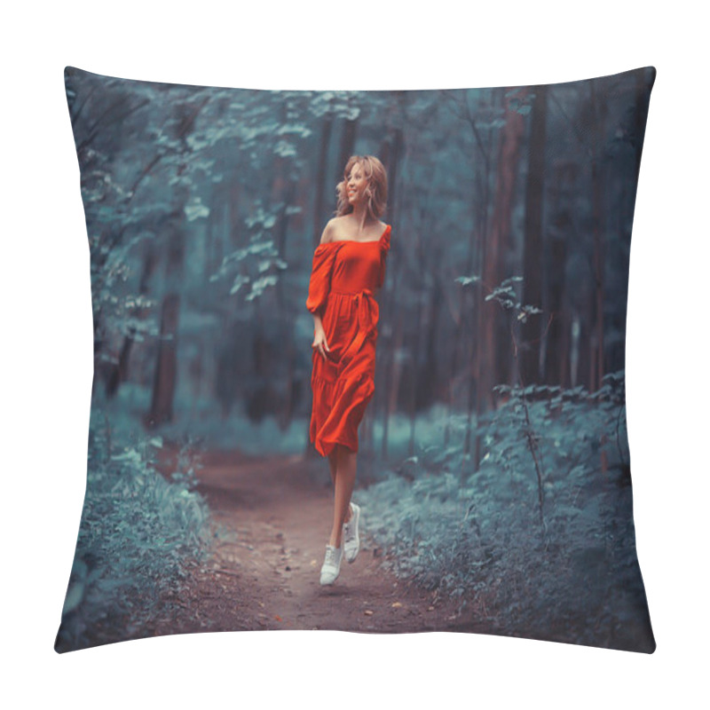 Personality  Freedom Girl Spring Forest, Nature Beautiful Female In The Park Pillow Covers