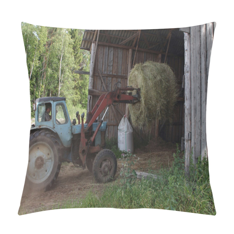 Personality  Tractor Forklift Mover, Used To Load Round Bale Hay. Pillow Covers