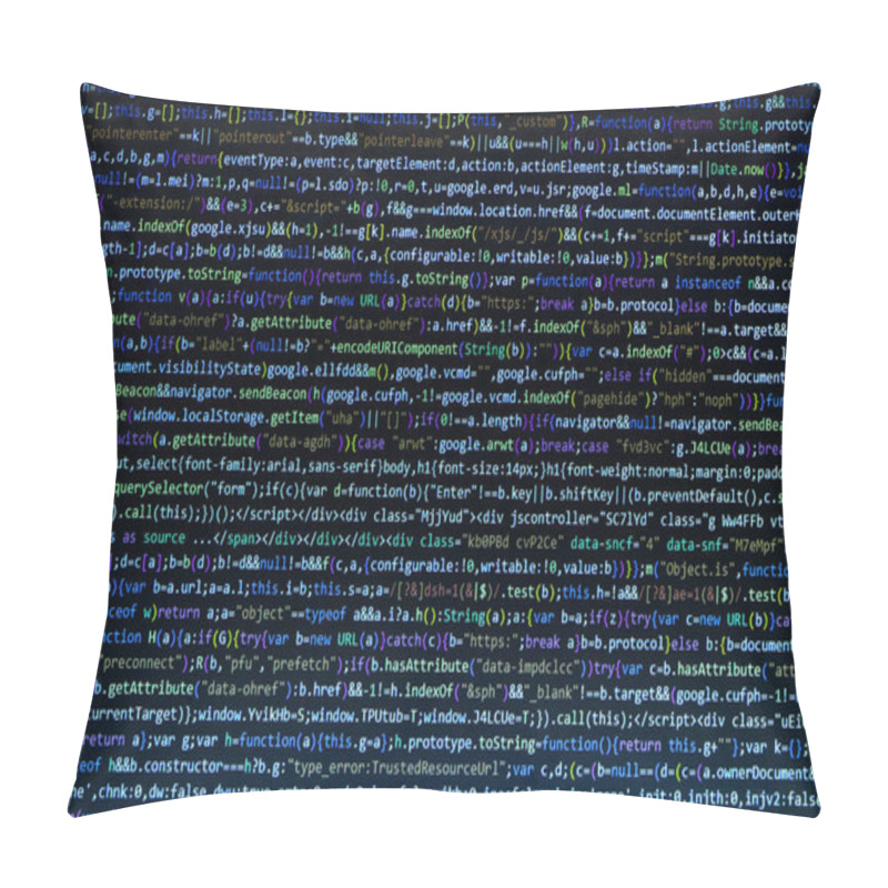 Personality  The Software Developer Is Doing Php Coding. Abstract Code Background. Selective Focus Code On Computer Screen Pillow Covers