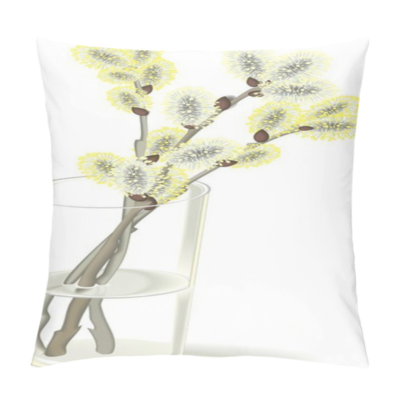 Personality  Pussy Willow Branches In Glass Vase Pillow Covers