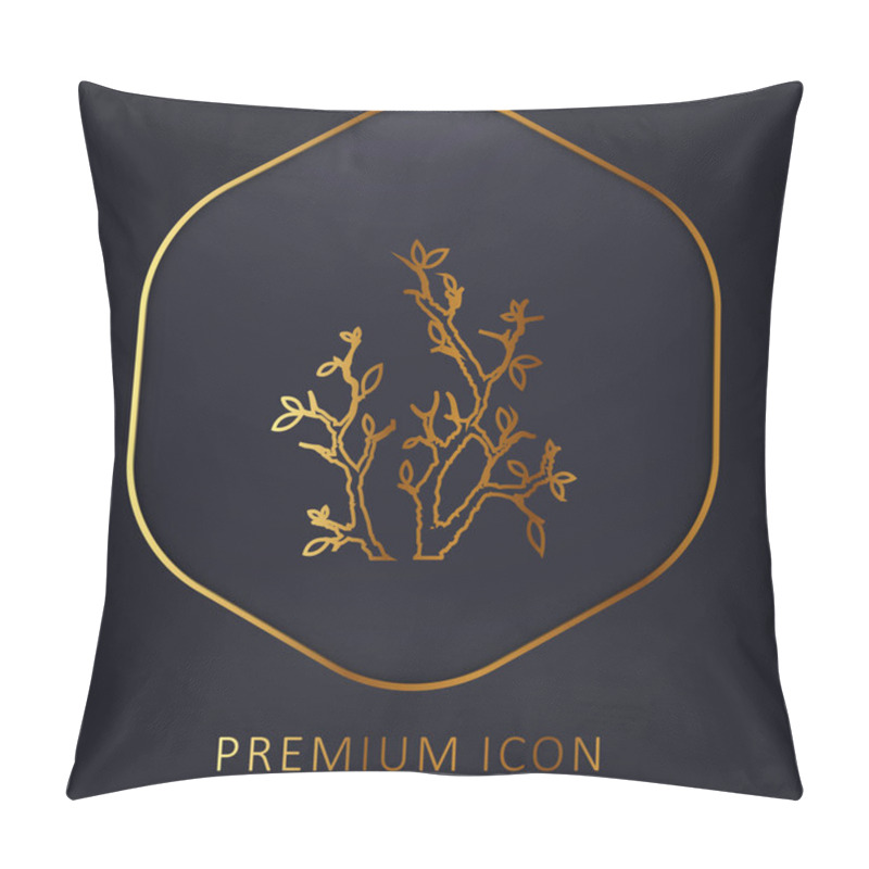 Personality  Branches With Leaves Golden Line Premium Logo Or Icon Pillow Covers