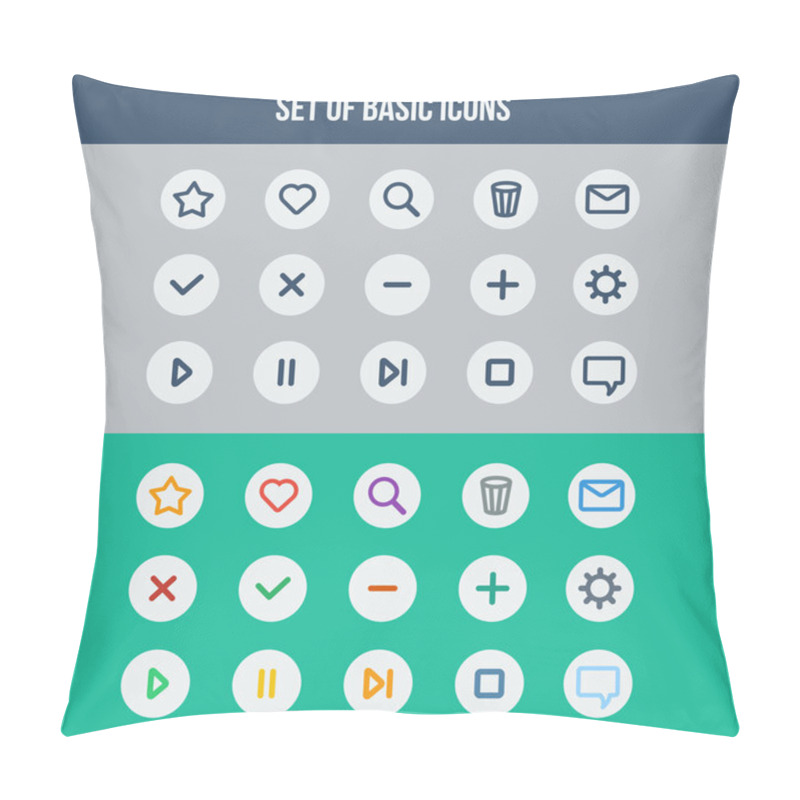 Personality  Flat UI Design Elements - Set Of Basic Web Icons Pillow Covers