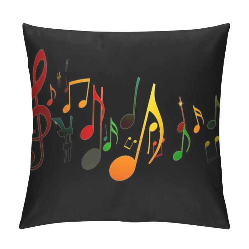 Personality  Dancing Music Notes On Black Background Pillow Covers