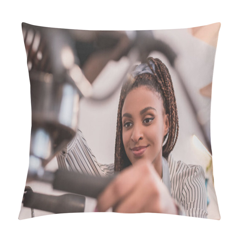 Personality  Barista Making Coffee With Machine Pillow Covers