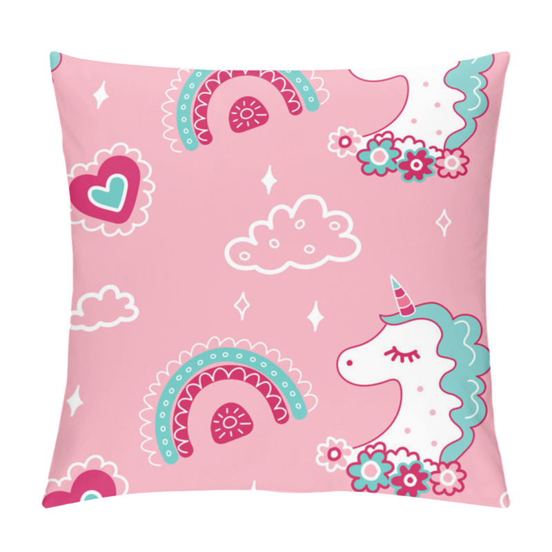 Personality  Scandinavian Style Unicorn Rainbow Clouds For Kids Pattern Pillow Covers