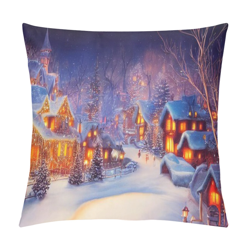 Personality  Christmas Holiday Snowy Evening  Pillow Covers