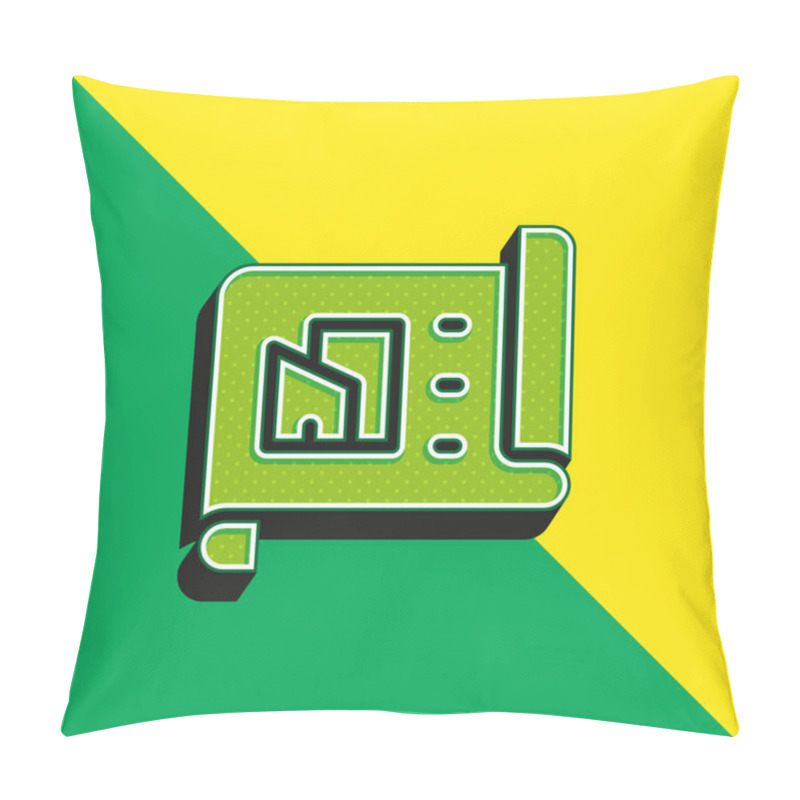 Personality  Architecture Green And Yellow Modern 3d Vector Icon Logo Pillow Covers