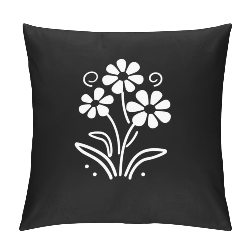 Personality  Flowers - Black And White Vector Illustration Pillow Covers