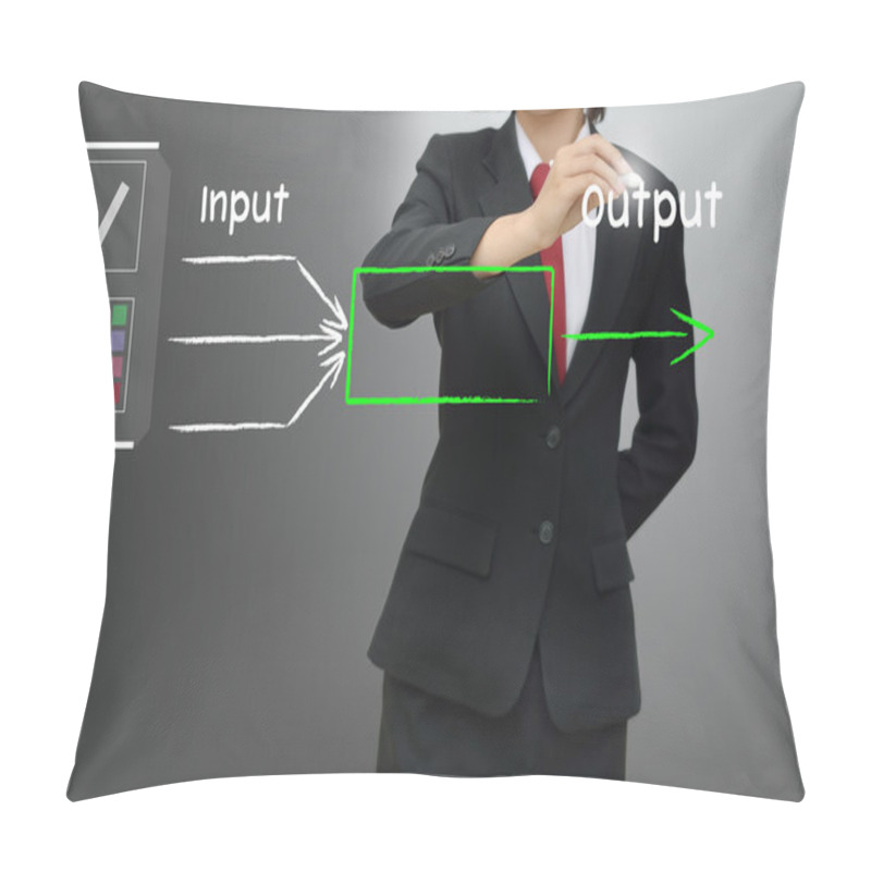 Personality  Business Woman Drawing Input Output Concept Pillow Covers