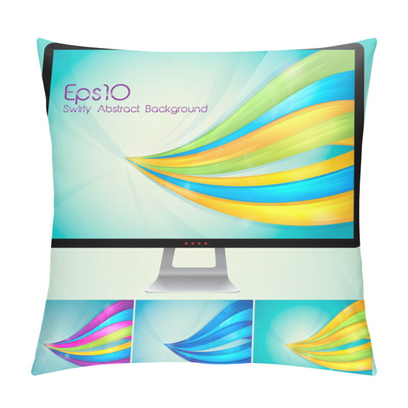 Personality  Curvy Abstract Background With Monitor Pillow Covers