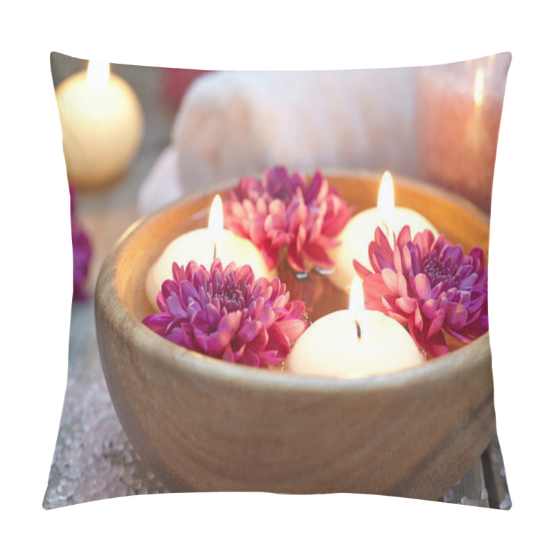 Personality  Spa Theme With Candles And Flowers Pillow Covers